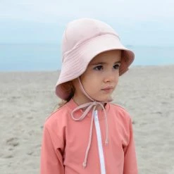Petit Crabe Cotton & Linen Frey UV Swim Sun Hat - Rose Nude