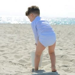 Petit Crabe Swimwear Leo UV Swim Nappy - Blue/White Stripe