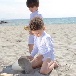 Petit Crabe Swimwear Leo UV Swim Nappy - Blue/White Stripe