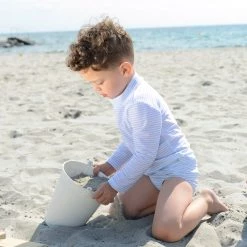 Petit Crabe Swimwear Leo UV Swim Nappy - Blue/White Stripe