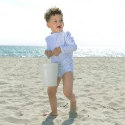 Petit Crabe Swimwear Leo UV Swim Nappy - Blue/White Stripe