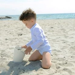 Petit Crabe Swimwear Leo UV Swim Nappy - Blue/White Stripe