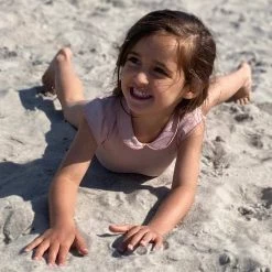 Petit Crabe Swimwear Peter Pan UV SS Collar Swimsuit - Rose Nude