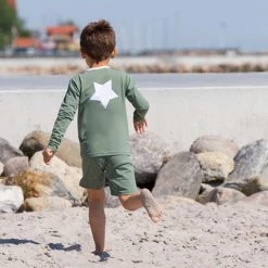 Petit Crabe Alex UV Swim Shorts - Olive Cotton & Linen