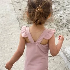Petit Crabe Bade UV Swimsuit - Rose Nude Cotton & Linen