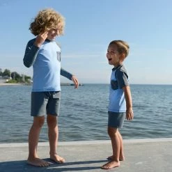 Petit Crabe Alex UV Swim Shorts - Coal Cotton & Linen