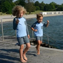 Petit Crabe Alex UV Swim Shorts - Coal Cotton & Linen