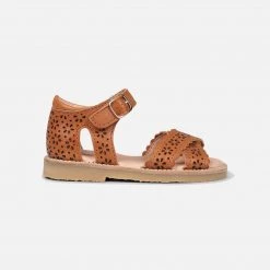 Petit Nord Crossover Scallop Windmill Sandals - Cognac