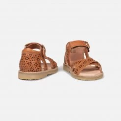 Petit Nord Crossover Scallop Windmill Sandals - Cognac
