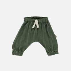 Poudre Organic Cotton & Linen Organic Cotton Velour Cannelle Pants - Forest Green