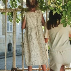 Poudre Organic SALE Organic Cotton Matcha Dress - Fleurs Mimosa