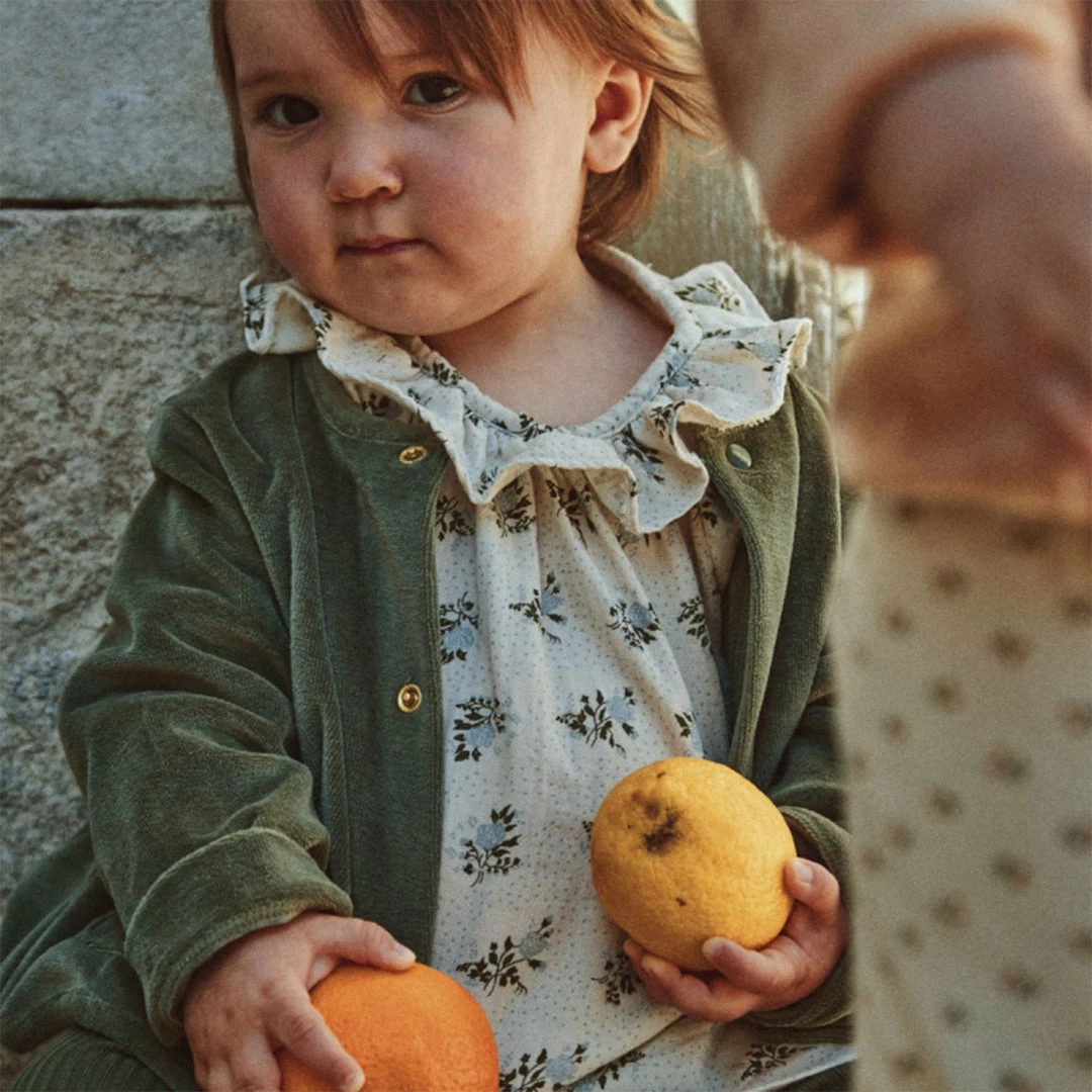 Poudre Organic Organic Cotton Velour Manioc Cardigan - Forest Green SALE 3 Poudre Organic Organic Cotton Velour Manioc Cardigan - Forest Green SALE
