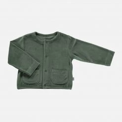 Poudre Organic Organic Cotton Velour Manioc Cardigan - Forest Green SALE