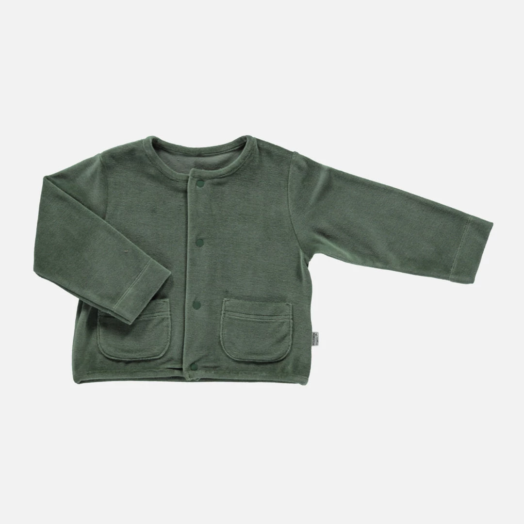 Poudre Organic Organic Cotton Velour Manioc Cardigan - Forest Green SALE 4 Poudre Organic Organic Cotton Velour Manioc Cardigan - Forest Green SALE
