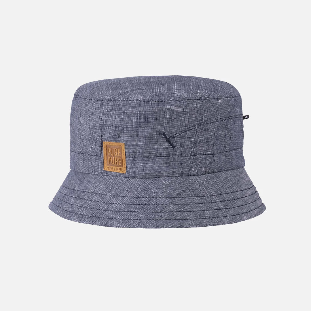 Pure Pure Cotton & Linen Linen Bucket Hat - Denim Blue 3 Pure Pure Cotton & Linen Linen Bucket Hat - Denim Blue