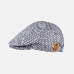 Pure Pure Linen Flat Sun Cap - Navy Stripe