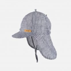 Pure Pure Linen Legionnaire Sun Hat - Navy Stripe Cotton & Linen