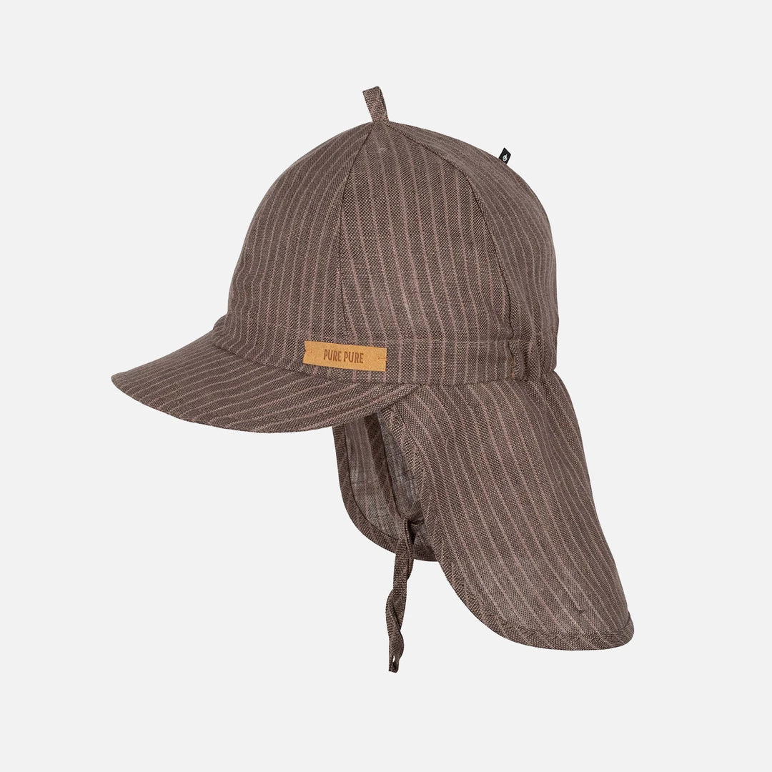 Pure Pure Cotton & Linen Linen Legionnaire Sun Hat - Brown Stripe 3 Pure Pure Cotton & Linen Linen Legionnaire Sun Hat - Brown Stripe