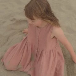 Red Creek Kids SALE Linen Button Up Garden Dress - Misty Rose