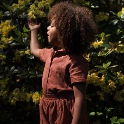 Red Creek Kids SALE Linen Short Sleeve Work Shirt - Spice