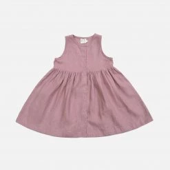 Red Creek Kids SALE Linen Button Up Garden Dress - Misty Rose