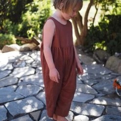 Red Creek Kids Cotton & Linen Linen Garden Jumpsuit - Spice
