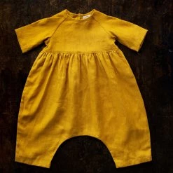 Red Creek Kids Linen Raglan Jumpsuit - Goldenrod Cotton & Linen