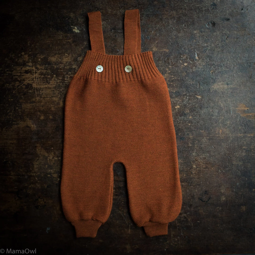 Selana Organic Merino Wool Dungarees - Copper Baby Wool 3 Selana Organic Merino Wool Dungarees - Copper Baby Wool
