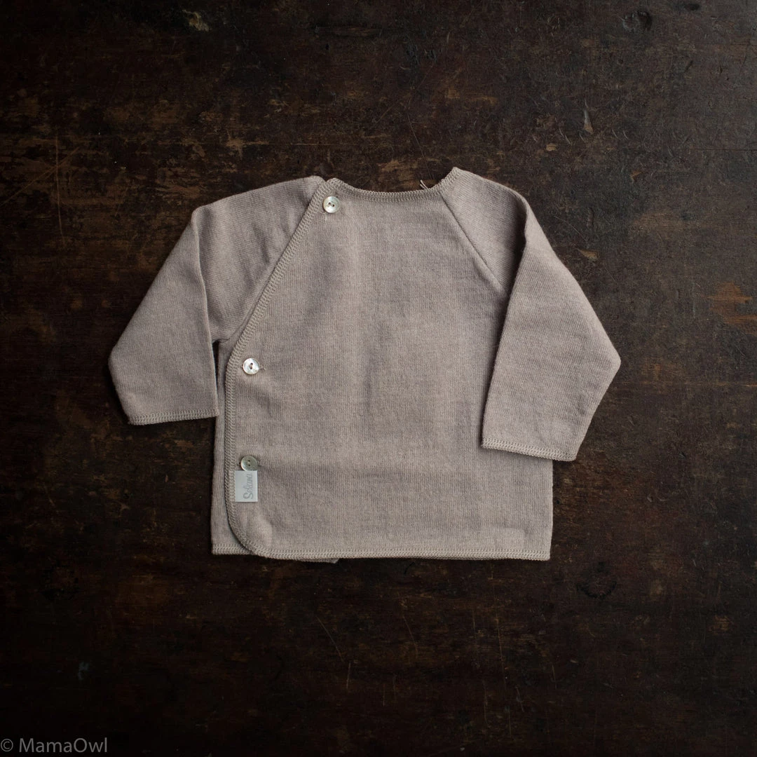 Selana Organic Merino Fine Wrap Cardigan - Beige 3 Selana Organic Merino Fine Wrap Cardigan - Beige