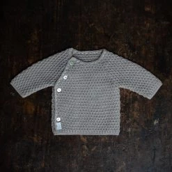 Selana Tops & Sweaters Organic Merino Wool Textured Wrap Cardigan - Beige