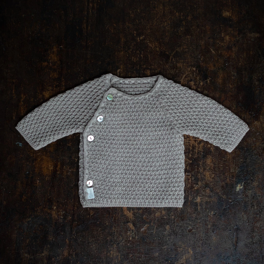 Selana Tops & Sweaters Organic Merino Wool Textured Wrap Cardigan - Beige 3 Selana Tops & Sweaters Organic Merino Wool Textured Wrap Cardigan - Beige