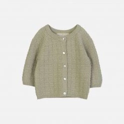 Serendipity Organics Organic Cotton Baby Texture Cardigan - Green Tea