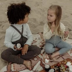 Silly Silas Cotton & Linen Cotton Rib Footless Tights With Braces - Licorice Peanut