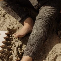 Silly Silas Cotton & Linen Cotton Rib Footless Tights With Braces - Licorice Peanut