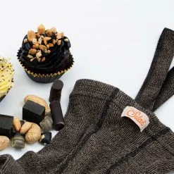 Silly Silas Cotton & Linen Cotton Rib Footless Tights With Braces - Licorice Peanut