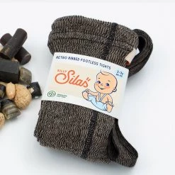 Silly Silas Cotton & Linen Cotton Rib Footless Tights With Braces - Licorice Peanut