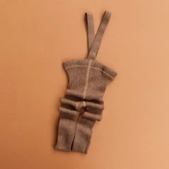 Silly Silas Cotton & Linen Cotton Rib Footless Tights With Braces - Cocoa Melange