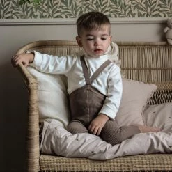 Silly Silas Cotton & Linen Cotton Rib Footless Tights With Braces - Cocoa Melange