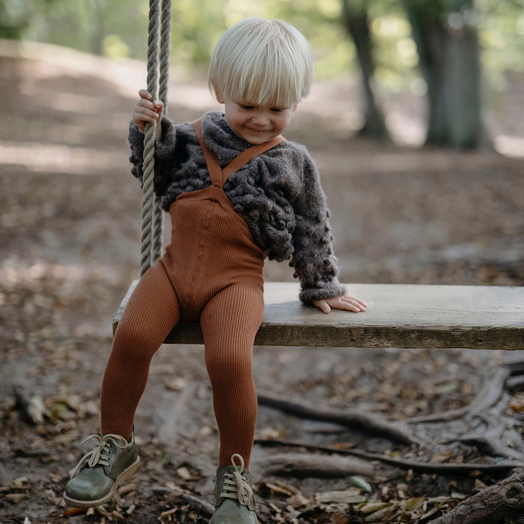 Silly Silas Cotton Rib Tights With Braces - Cinnamon 7 Silly Silas Cotton Rib Tights With Braces - Cinnamon