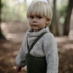 Silly Silas Cotton Rib Tights With Braces - Olive