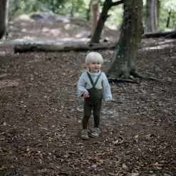 Silly Silas Cotton Rib Tights With Braces - Olive