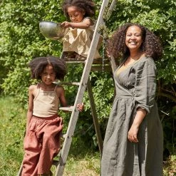 Matona Women's Linen Tilla Wrap Dress - Pine SALE 28 Matona Women's Linen Tilla Wrap Dress - Pine SALE