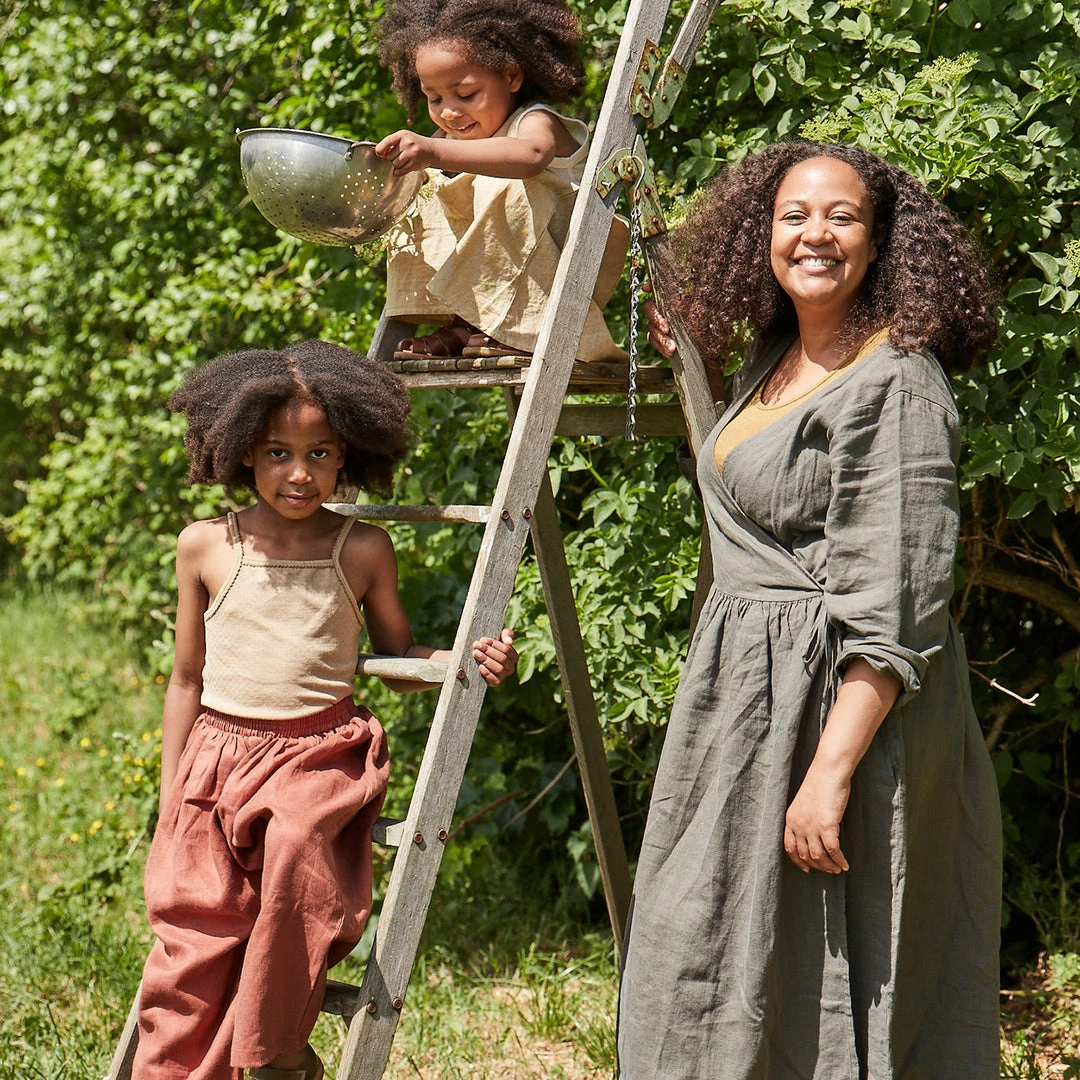 Matona Women's Linen Tilla Wrap Dress - Pine SALE 10 Matona Women's Linen Tilla Wrap Dress - Pine SALE