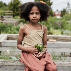 SISKIN Merino Wool/Silk Pointelle Strappy Vest - Caramel