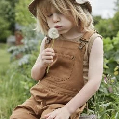 Monty & Co Cotton Porter Short Dungaree - Tan Cotton & Linen