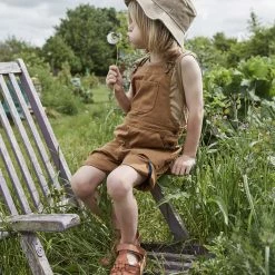 Monty & Co Cotton Porter Short Dungaree - Tan Cotton & Linen