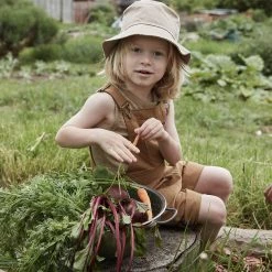 Monty & Co Cotton Porter Short Dungaree - Tan Cotton & Linen