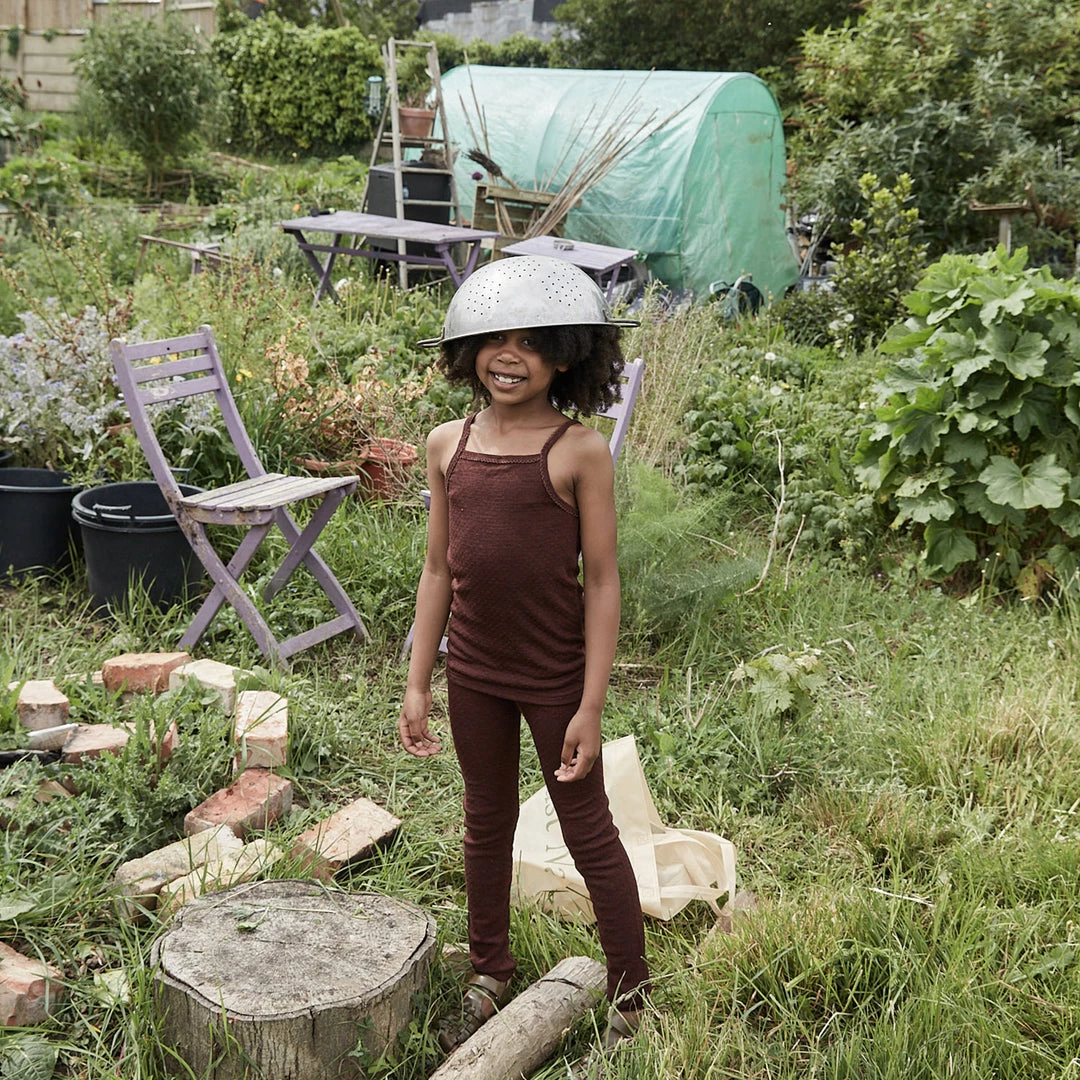 SISKIN Merino Wool/Silk Pointelle Leggings - Chestnut Kids Wool 6 SISKIN Merino Wool/Silk Pointelle Leggings - Chestnut Kids Wool