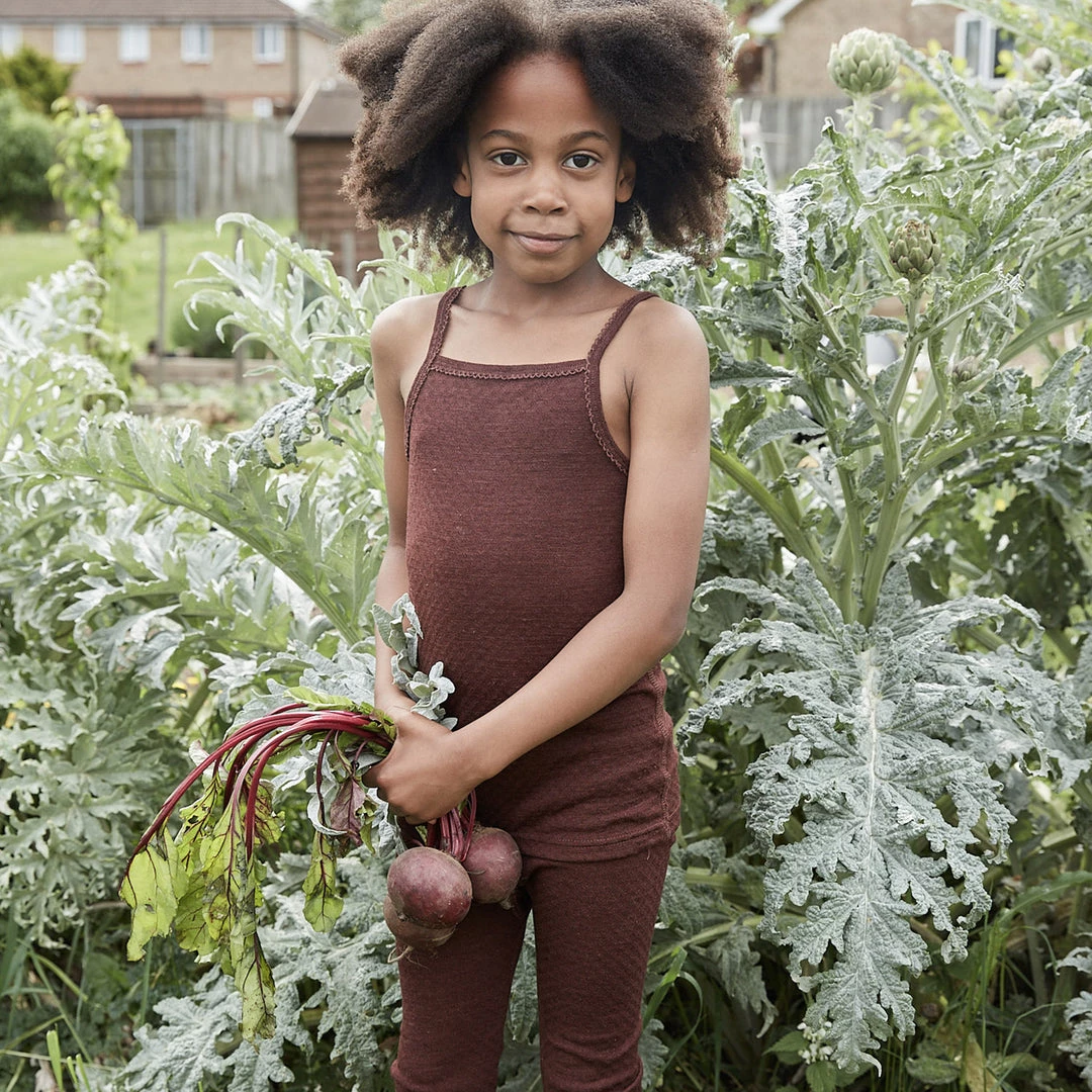 SISKIN Merino Wool/Silk Pointelle Leggings - Chestnut Kids Wool 5 SISKIN Merino Wool/Silk Pointelle Leggings - Chestnut Kids Wool