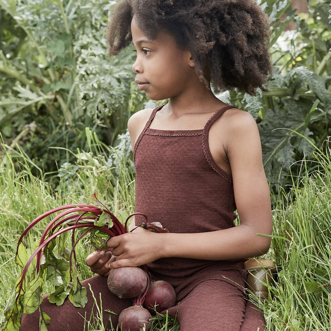 SISKIN Merino Wool/Silk Pointelle Leggings - Chestnut Kids Wool 7 SISKIN Merino Wool/Silk Pointelle Leggings - Chestnut Kids Wool